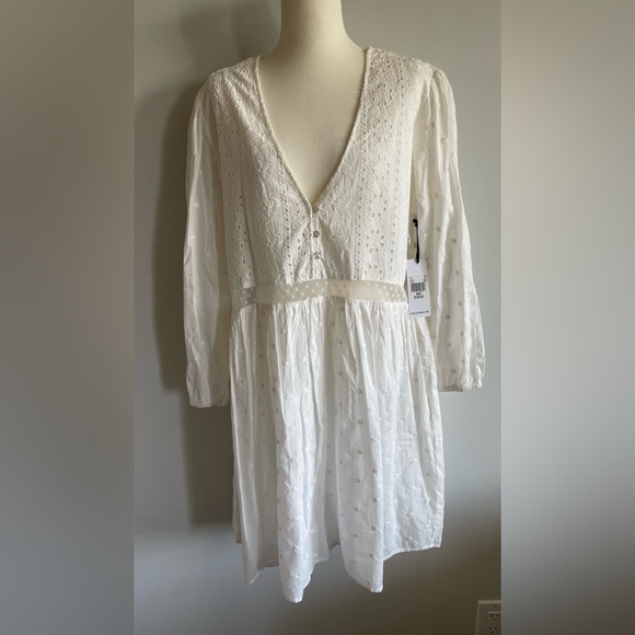 DEX Cotton and Lace A Line Dress White Size Medium - Picture 3 of 7